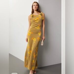 Olive Green Floral Tie-Shoulder Maxi Dress XXL